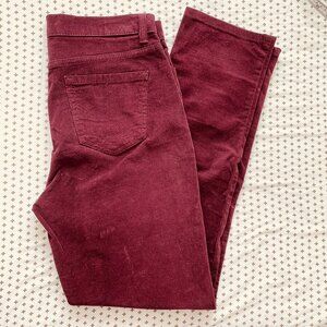Gloria Vanderbilt Amanda Slim Corduroy Pants Womens 10 Plum Crimson Crush NEW
